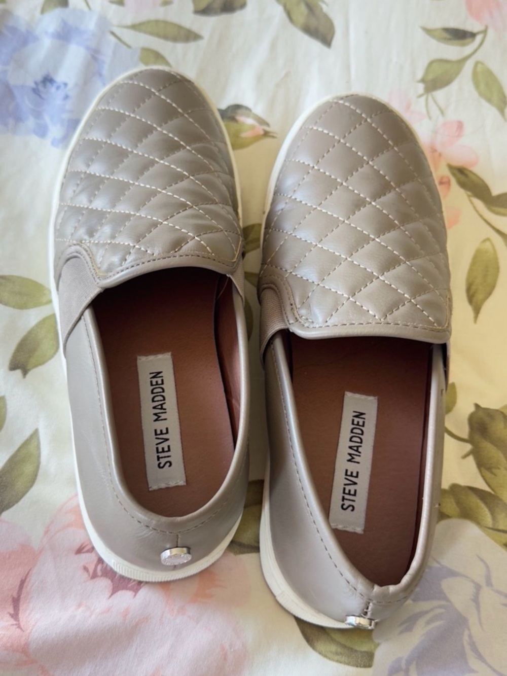 Steve Madden Quilted Slip-On Flats - Light Taupe